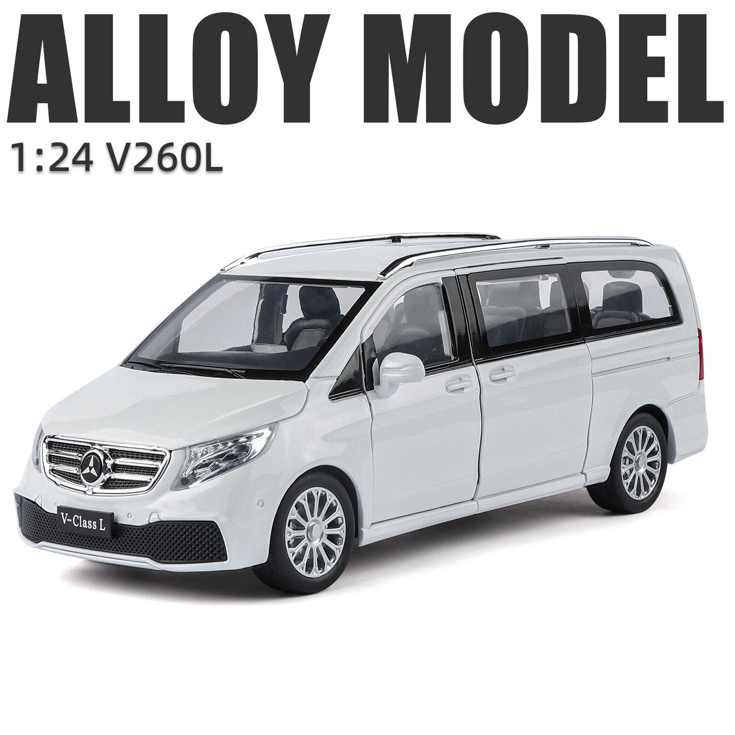 

NEW 1:24 Benz V260 MPV BUSINESS VEHICLE Alloy Car Model Sound and Light Pull Back Children s Toy Collectibles Birthday Gift белый
