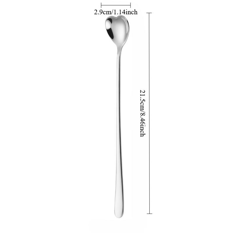 304 stainless steel ice spoon, extended heart-shaped stirrer, Korean style long handled,household coffee and dessert spoon