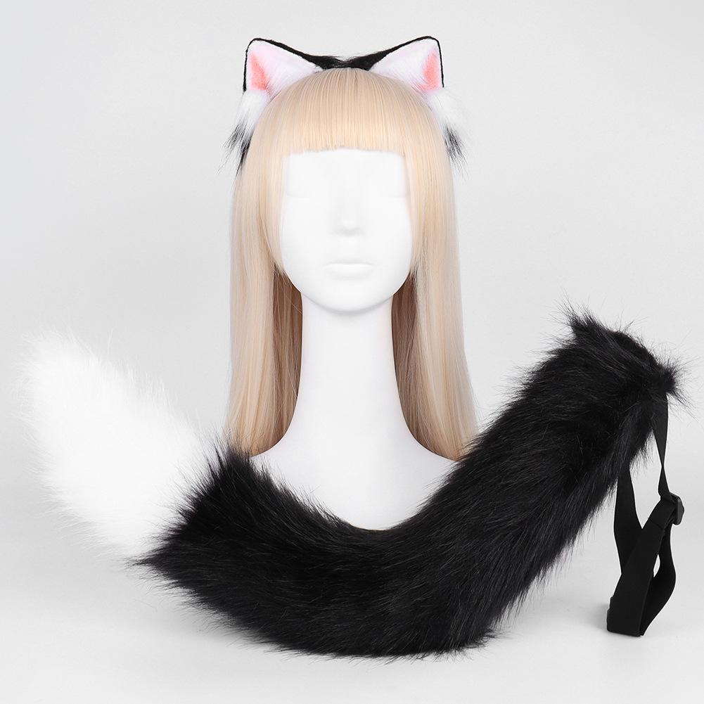 Plush Simulation Cat Ears Cat Tail Cosplay Cat Set Handmade Animal Ears Headband Tail Comic Show Accessories