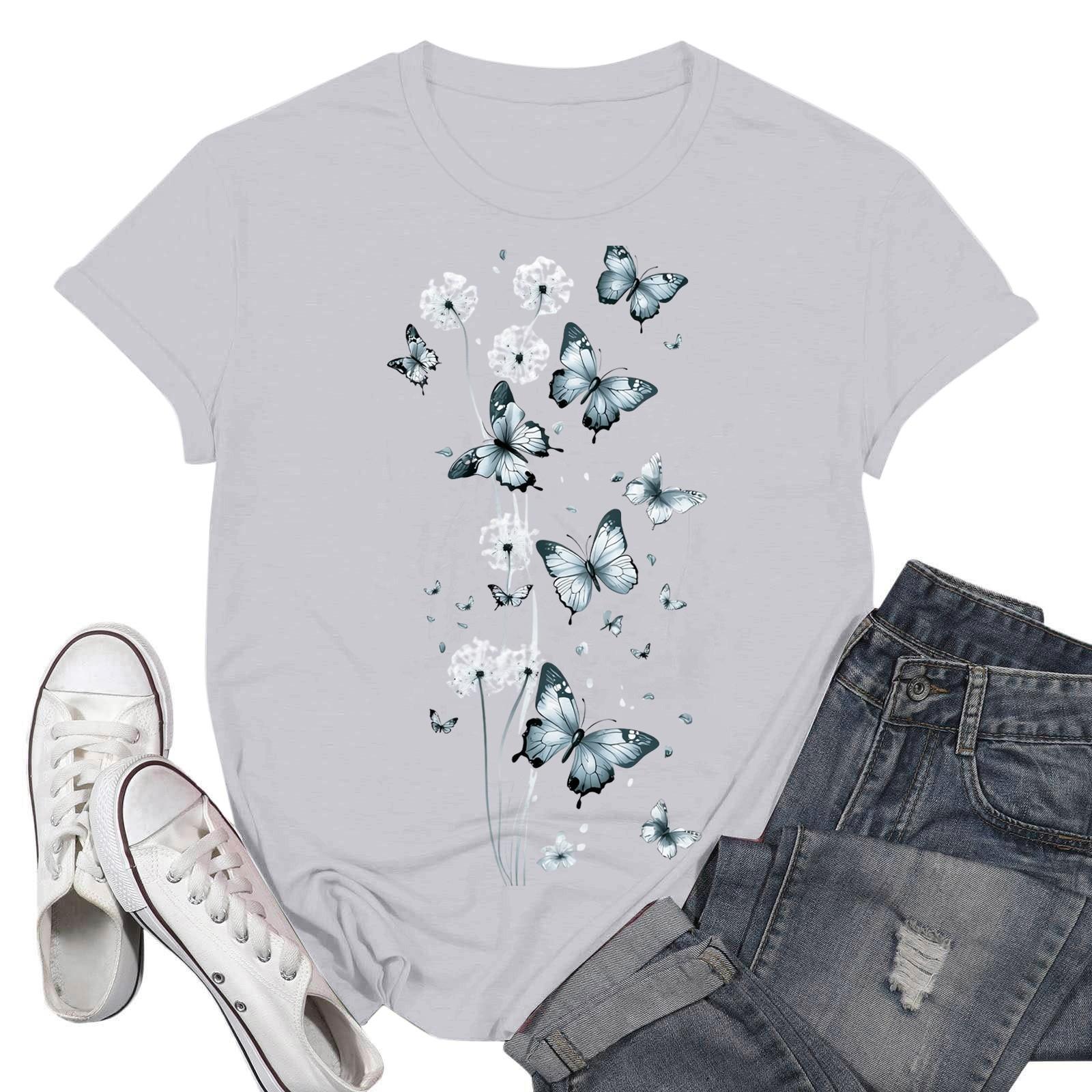 

Жіночі модні повсякденні пуловери з принтом і круглим вирізом з короткими рукавами XL білий