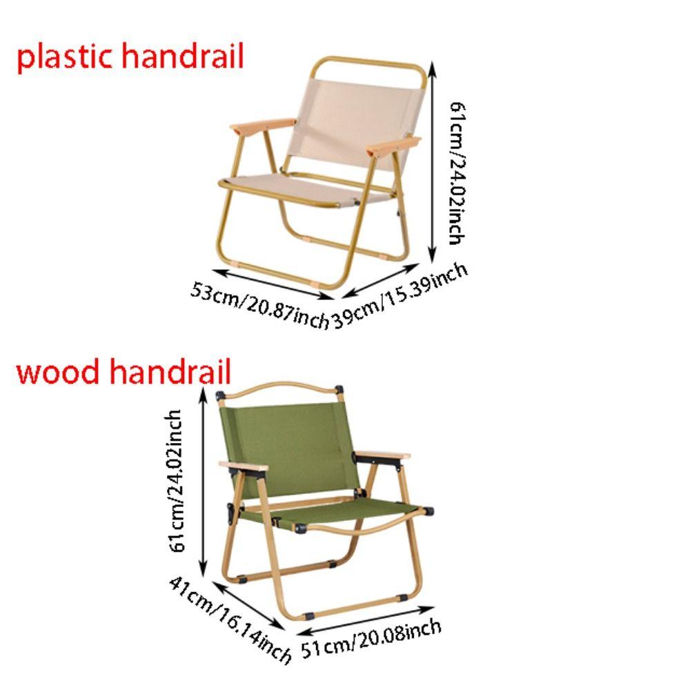 Wood Grain Camping Folding Chair Comfortable Armrest Durable Picnic Fishing Chair Carbon Steel Sturdy Kermit Chair