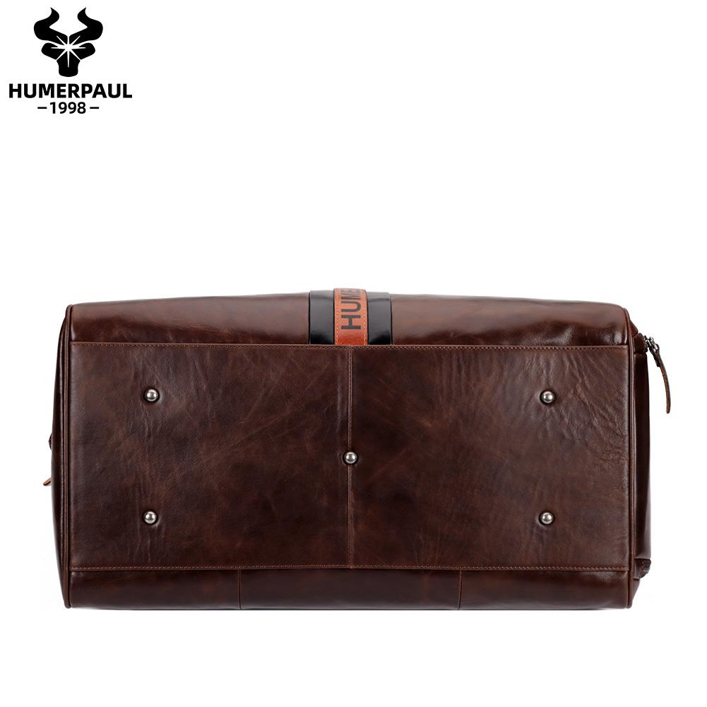 HUMERPAUL Genuine Leather Travel Bag Large Capacity Bag Handbag