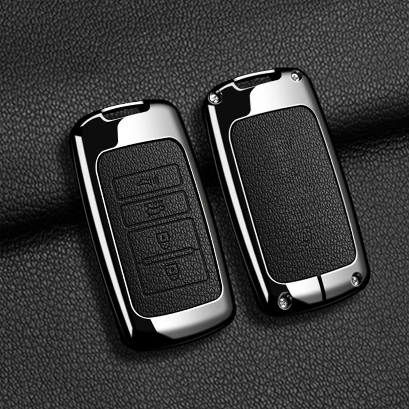 Zinc Alloy Leather Car Smarte Remote Key Case Holder Cover Chain for Kia Sorento K900 K7 Cadenza 4 Button Accessories