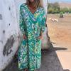 Women's Spring and Summer V-neck Fashionable Vacation Printed Dress