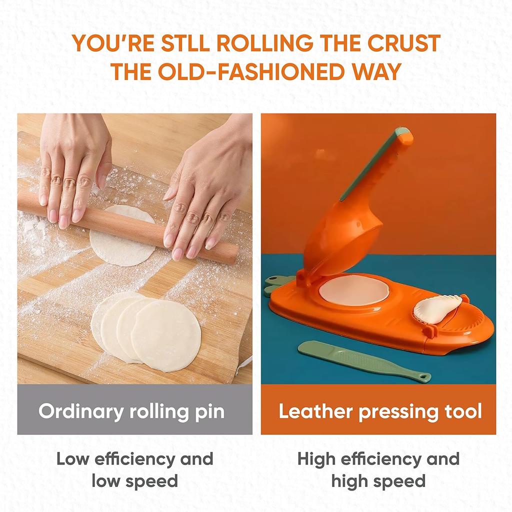 2-in-1 Manual Press for Dumplings and Ravioli, Green/Orange, Make Dumplings and Pasta
