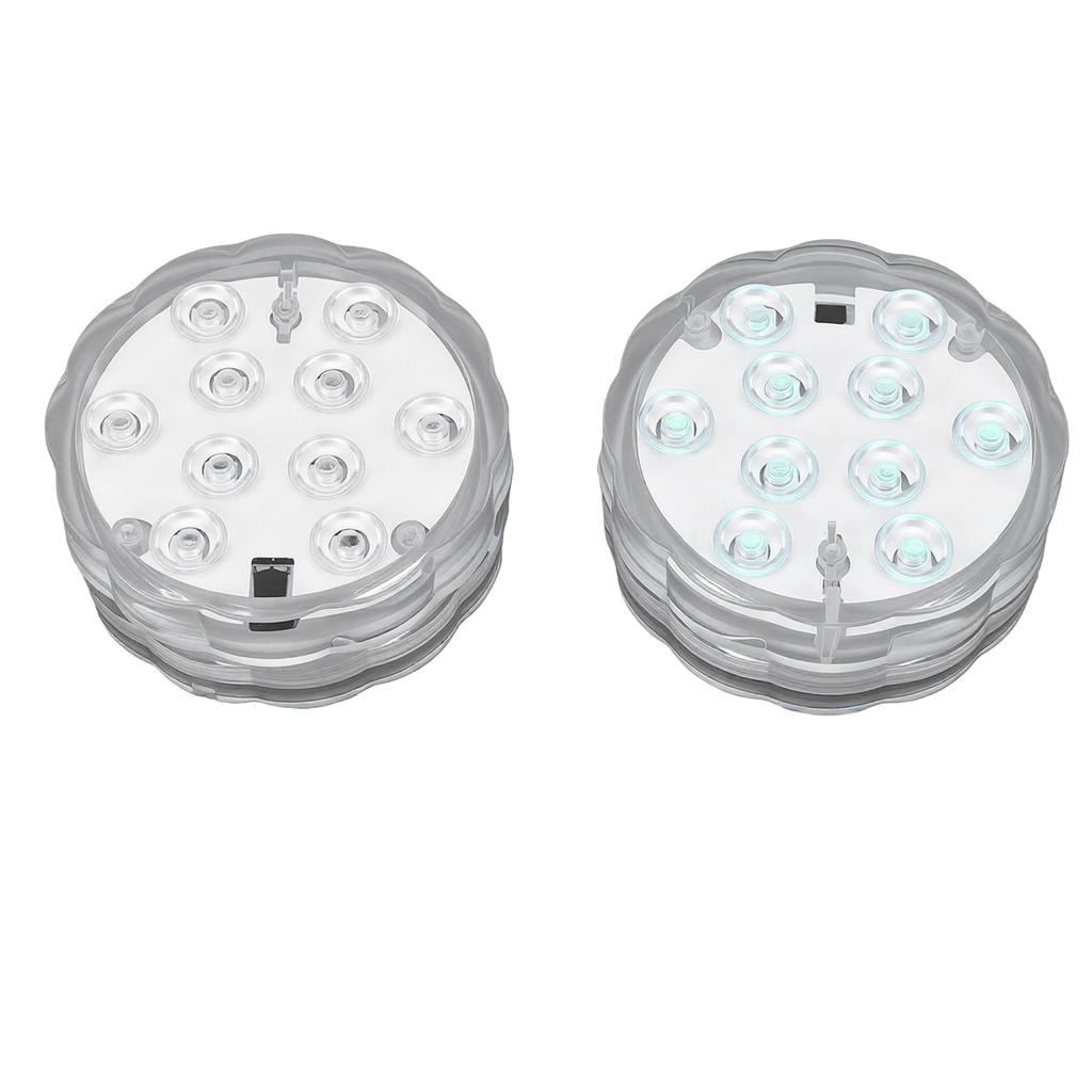 2PCS LED Pool Lights with Remote Control Suction Cup Colorful Submersible Light for Aquarium Fish Tank Vase Base