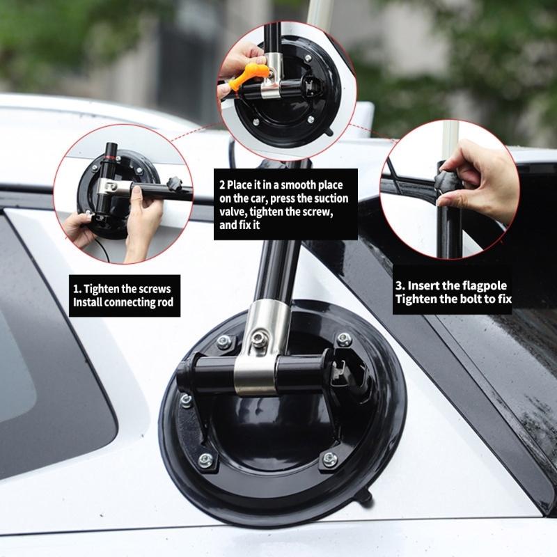 Universal Suction Cup Flag Poles Heavy Type Regulable Mount For Trucks RVs Boats Campers