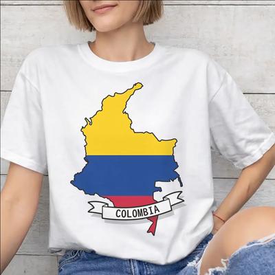 Printed Colombia Flag T Shirt for Unisex Unisex 100 Cotton Tshirts Short Sleeve Clothing