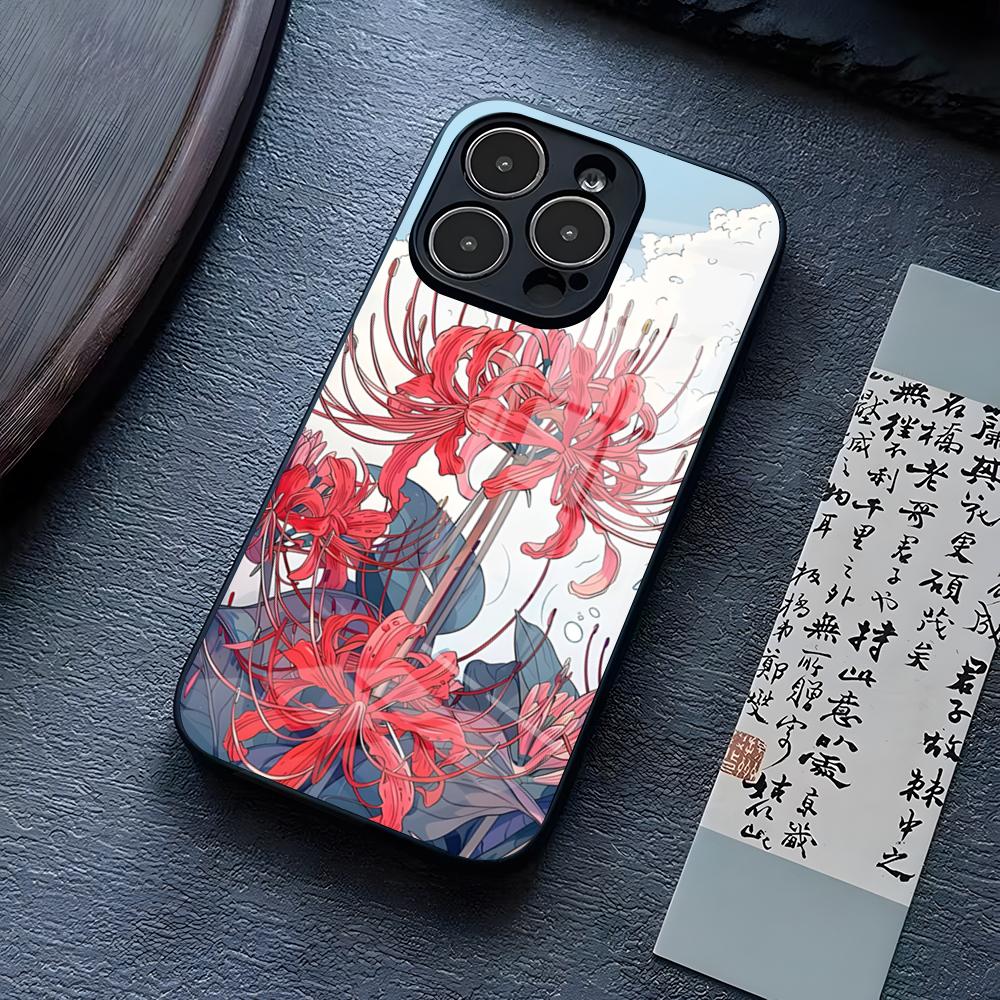 Red Spider Lily Flower Of Hell Phone Case For IPhone 16 Pro Max 17 14 15 Plus 13 Mini 11 12 X XR XS 8 7 Plus SE Glass Cover