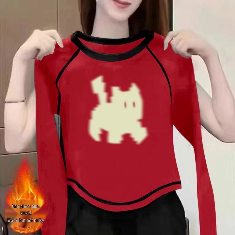 

2024 Women s Chic Long-Sleeve Velvet Top – Versatile Inner Wear for Fall/Winter M (100-115 jin)