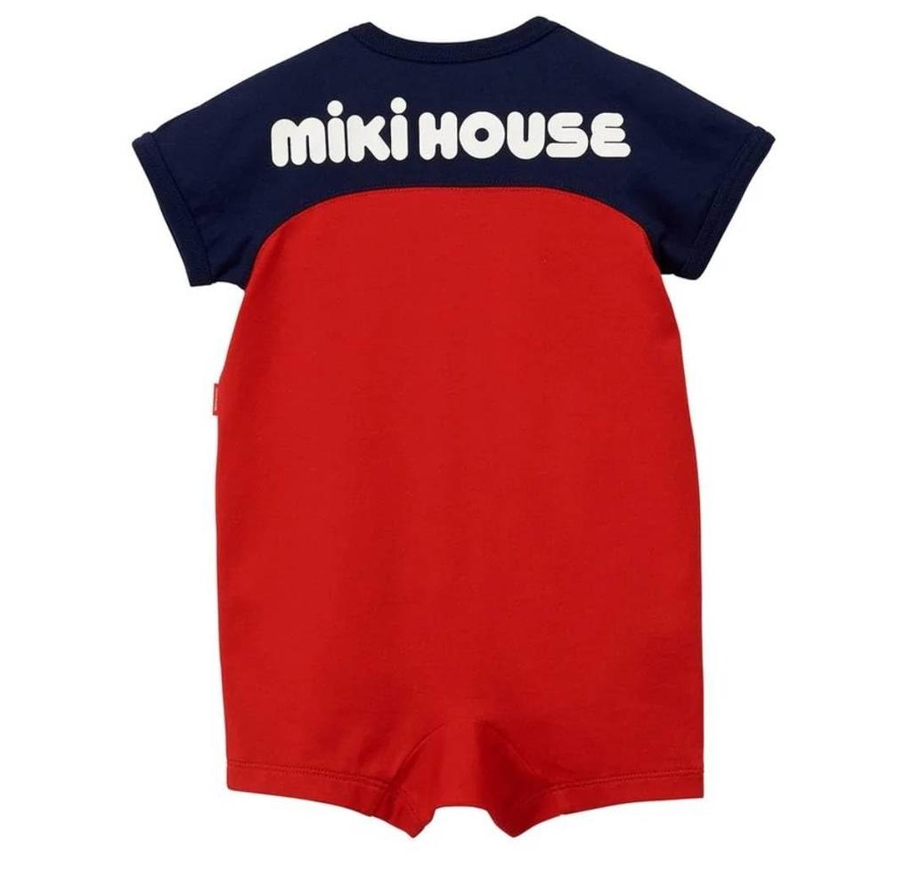 MIKIHOUSE Coverall Rompers Logo Long Sleeves Boys Girls Baby Infant Baby Clothes Clothes 70cm 80cm Back Logo Red Navy Children's (Red, 80)