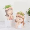 Cute Plants Flower Pot Resin Succulent Planter Flower Vases Little Girl Garden Decoration for Home Office Plant Pot
