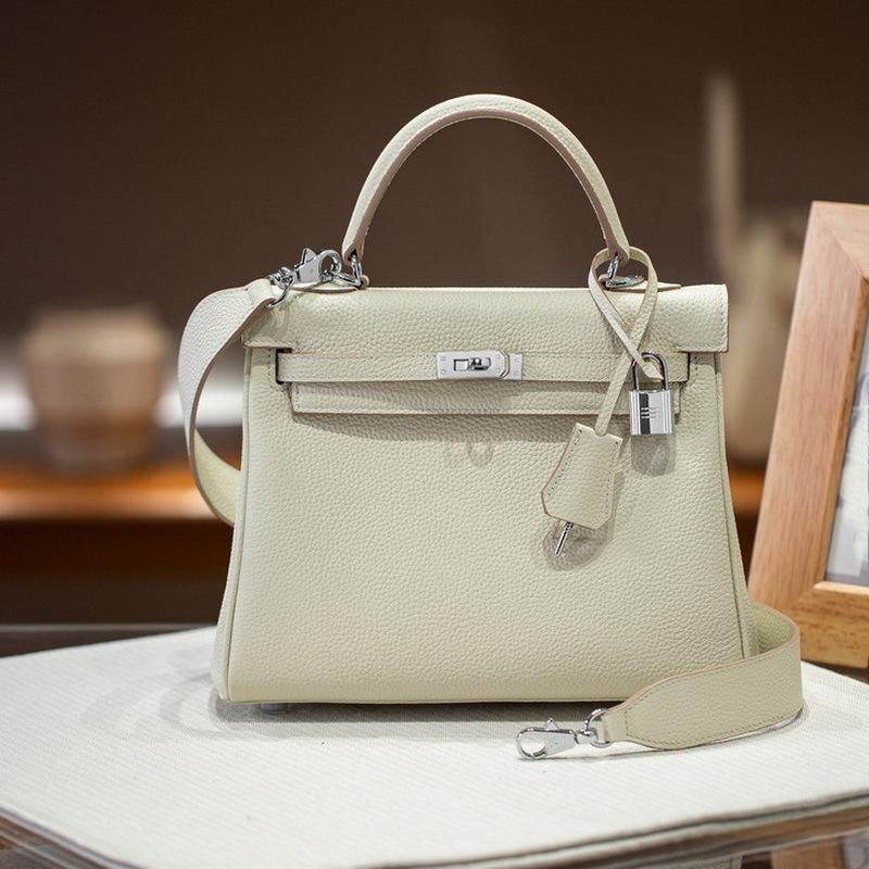 Inner Seam Top Layer Cowhide Togo Leather Bag With Double Shoulder Straps (H09-2528KL)