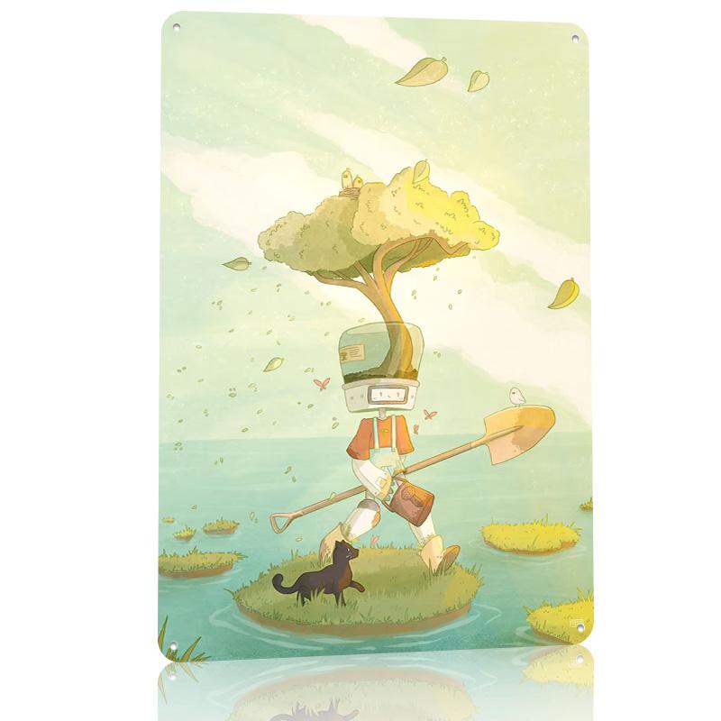The Gardener Bonsai Robot Poster Retro D Printed Metal Signs Customized Wall Hanging Gift for Home Decorations Living Room Art
