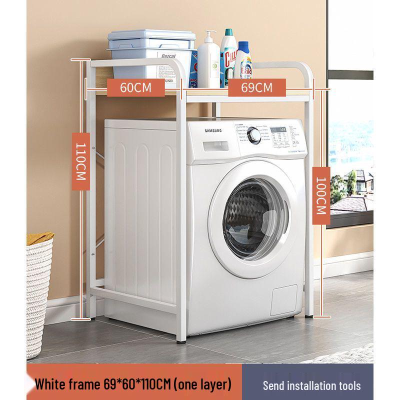 Multi-Layer Floor-Standing Adjustable Storage Rack with Trash Can Holder for Kitchen Use