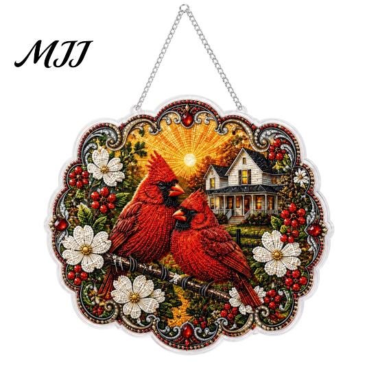 Black Cat Halloween Decoration Moon Rhinestone Painting Kit, Faceted Faux Crystal Hanging Decor, DIY Art Pendant Craft Window Decor for Home
