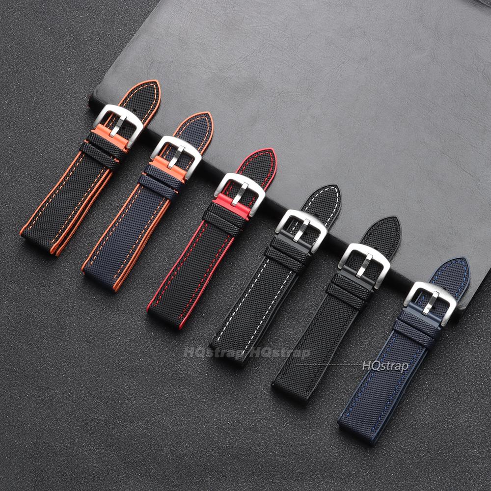 For Seiko Nylon Watch Band 18mm 20mm 21mm 22mm TPU Rubber Watch Strap Stitching Sports Handmade Wristbelt Men Women Bracelet