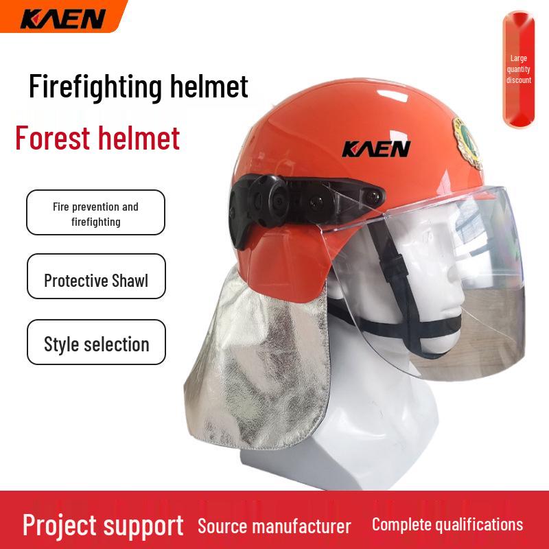 Forest Emergency Firefighting Helmet with Face Shield and Shoulder Cape - Flame Retardant and Protective Forest Firefighting Helmet оранжевый