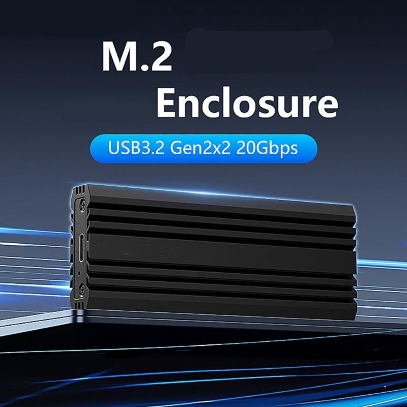 Aluminum M.2 NVMe Enclosure USB3.2 20Gbps Transfer Speed Heat Dissipation Easy Installation for 2230 2242 2260 2280