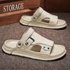 Summer New Shoes for Men Fashion Leather Sandals Dual Purpose Casual Slipper Slip-on Beach Shoes