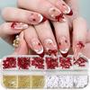 Xiaomi 12 Grid Wine Red Bow Tie Charms Nail Art Decorations with Golden White Jewelry Wedding Nail Supplies Nail Art Decor Accessories