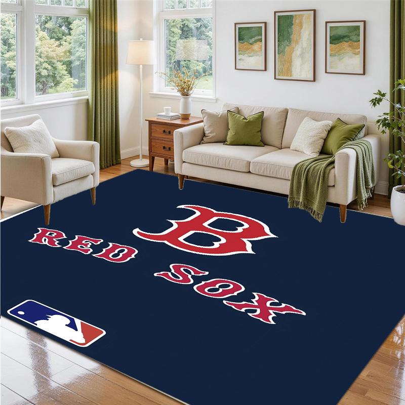 Boston Red Sox Design Crystal Velvet Rug Soft Decorative Mat for Bedroom Entrance