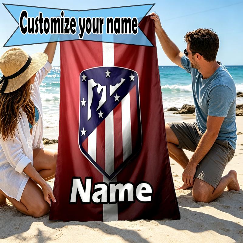 Custom Name Personalized football team Print Beach Towel, for Trip Camping Beach Party Home Decor, Birthday Gift for Family & Friends