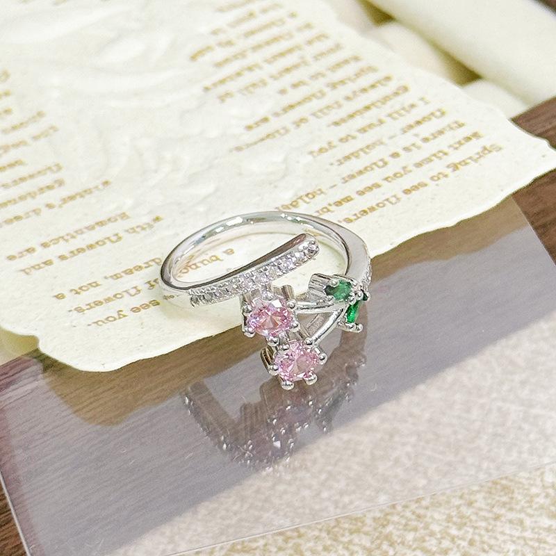 Color Treasure Full Of Diamonds, Zircon Super Flash Open Ring, Niche Light Luxury, High-End Sense, Exquisite Stacking Ring Woman