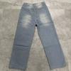 Damen Vintage Washed Denim Jeans Mittelhohe Taille Weites Bein Hosen Damen Lässig Knöchellang Baggy Jeanshosen