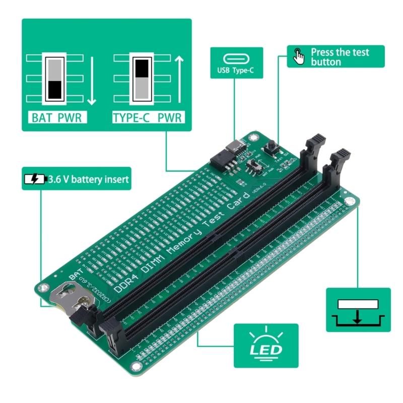 Tester gniazda pamięci DDR4 Szeroka kompatybilność Tester pamięci DDR4 Do naprawy komputerów Płyta adaptera do komputera