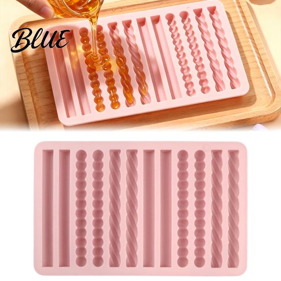 Homemade Cookie Baking Pan Silicone Chocolate Rod Mold 12 Cavity Non-stick Tray Heat Resistant Professional Pastry Equipment Flexible Strip Mold for