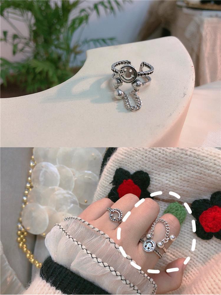Sterling Stylish 925 Silver Womens Ring With Unique Open Design And Retro Smile Face For A Distinctive Fashion Statement