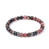 Fashion Mens Bracelet Natural Stone 6mm Lava Rock Tiger Eyes Beaded Braclet Leisure Accessories Gift For Him