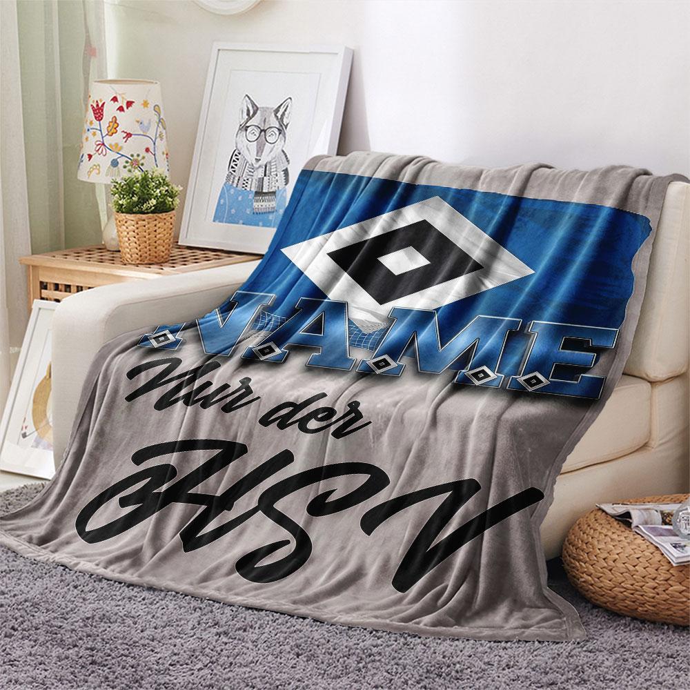 Custom Name,Hamburger SV Printed Flannel Blanket, soft throw for bedroom sofa, washable, Christmas present, great gift.