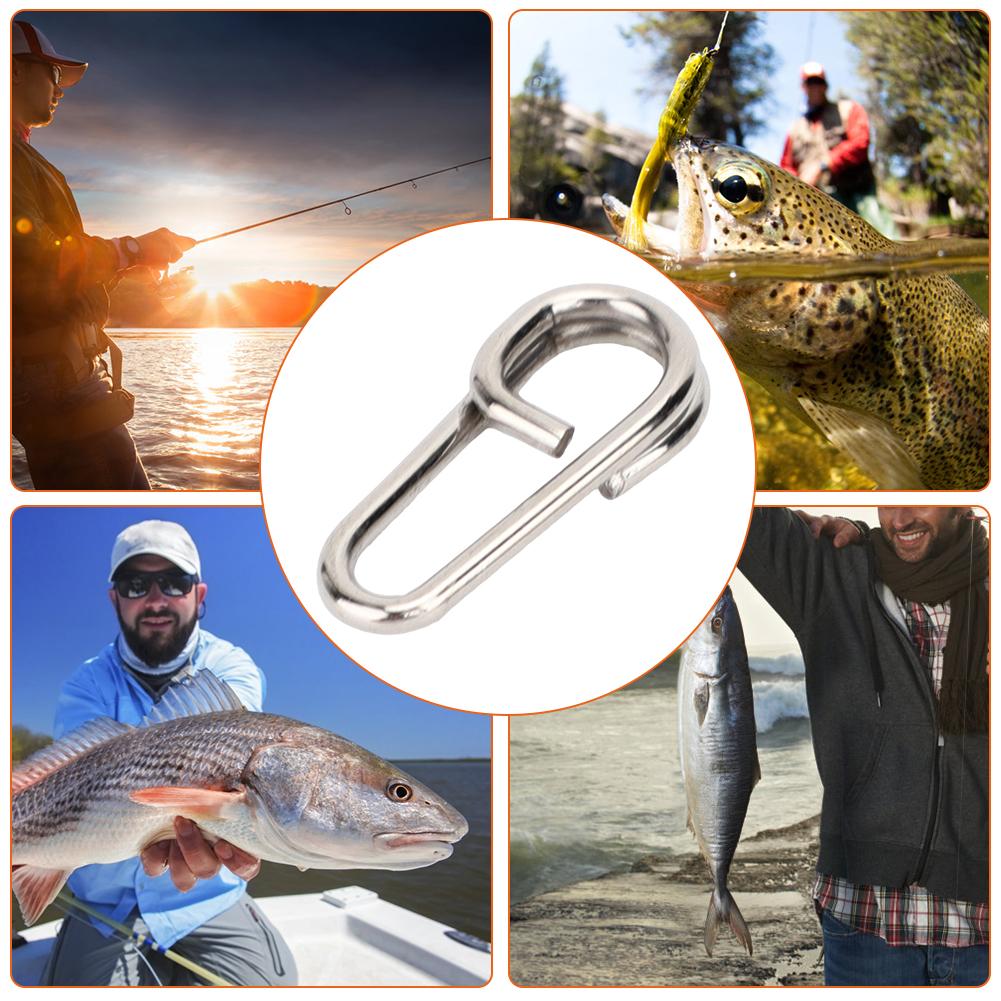 50PCS Powerful Oval Stainless Steel Fishing Clips Snaps Connector Interlock Accessories
