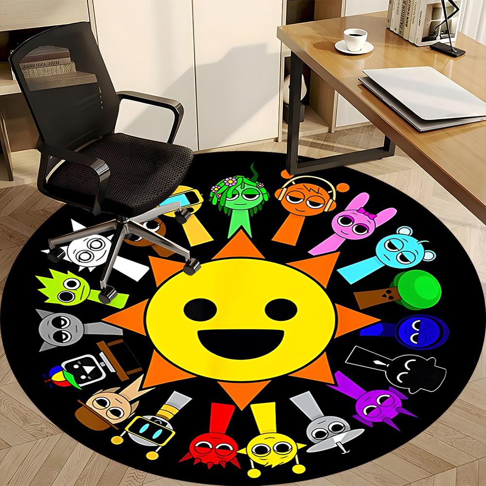 1PC Rainbow Friends Office Round Rug, Non-slip, Soft and Durable Office Rug for Interior Decoration, Perfect for Office, Beautiful Decoration