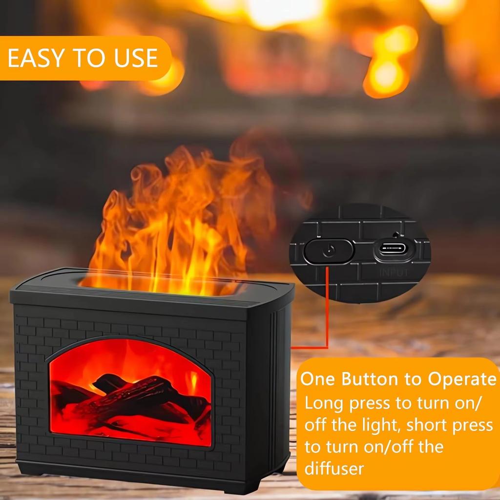 New Simulated Fireplace Air Humidifier Flame Effect Aroma Oil Diffuser Home Aromatherapy Humidifiers Mist Sprayer Air Diffuser