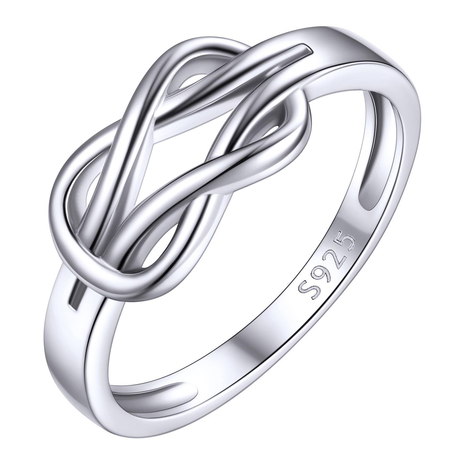 Квадрат из стерлингового серебра 925 пробы(Риф)Кольцо-узел обещания для женщины Вечность Романтическое Юбилейное Свадебное кольцо Размер 4-12 Ювелирный подарок 5