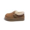 Temperament thick-soled fluffy shoes women's autumn and winter commuting fleece one-pedal cotton shoes