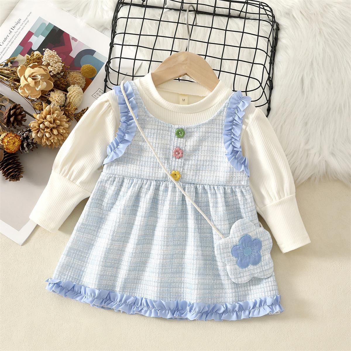 

Girls Spring & Autumn Lace Princess Dress, Fashionable Two-Piece Style M синій