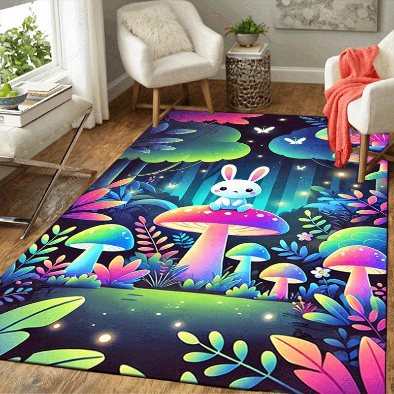 1pc Cute little bunny Design Area Rug - Soft, Anti-Slip, and Durable Gaming Room Decor for Bedroom