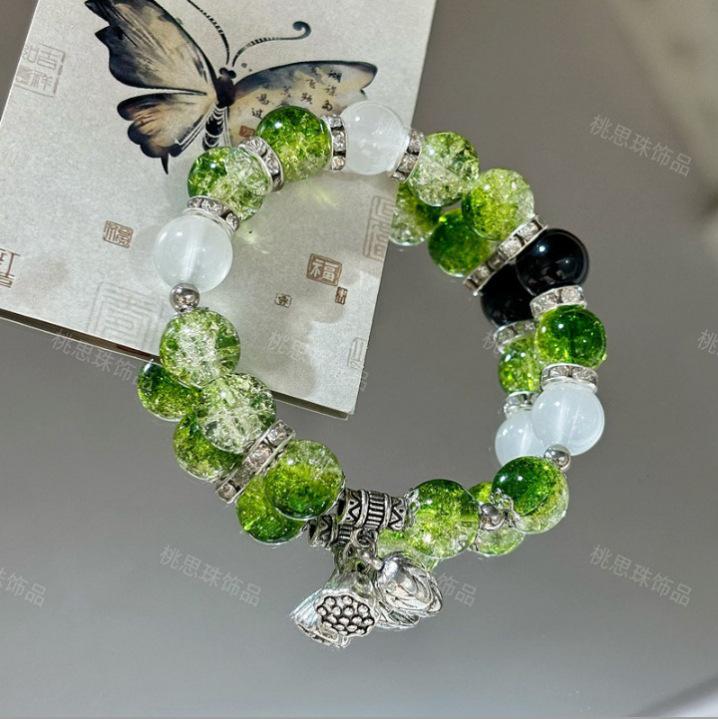 Clear Lotus Beaded Bracelet: Chinese Style Light Luxury Versatile Jewelry for Women