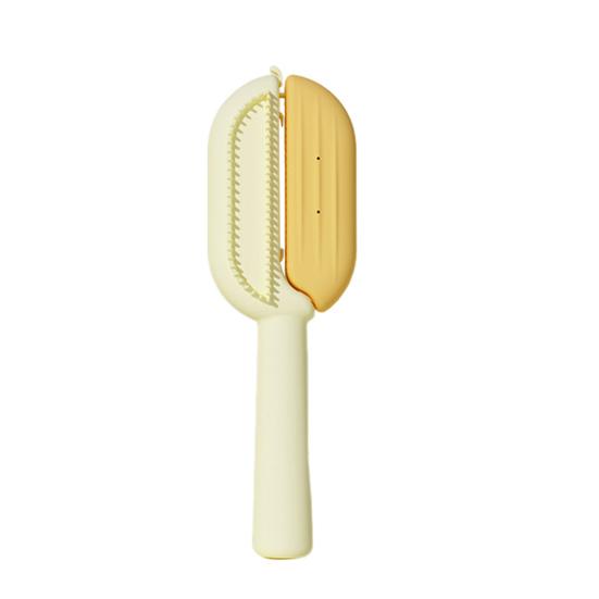 

Расческа для ухода за домашними животными, щетка для удаления волос с резервуаром для воды, для удаления плавающих волос, двухсторонний инструмент для кошек, бытовой инструмент для волос домашних животных жёлтый