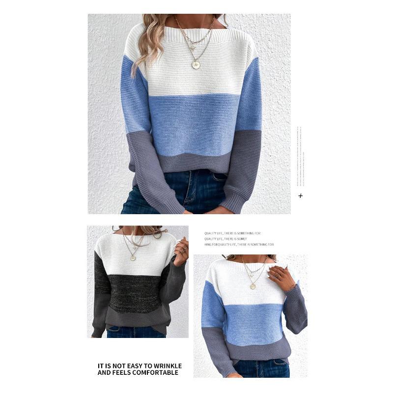 Women S Knitted Pullover Sweater Round Neck Long Sleeve Casual Top