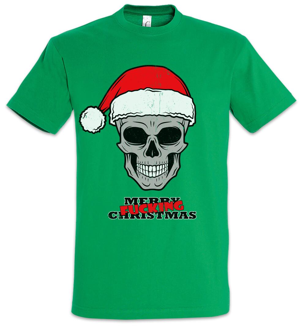 Christmas Skull Mens T-Shirt Xmas Santa Claus Santa Claus Merry 4XL
