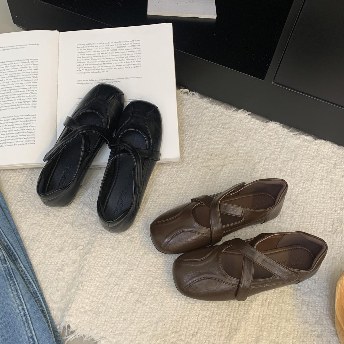 

2025 new round head with soft sole pregnant women shallow mouth ballet Doudou flat bottom women s single shoes 39 кофейный