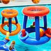 Inflatable Basketball Hoop Ring Toss Game Summer Swimming Water Sports Toys Outdoor Beach Party Pool Interactive Floating Toy