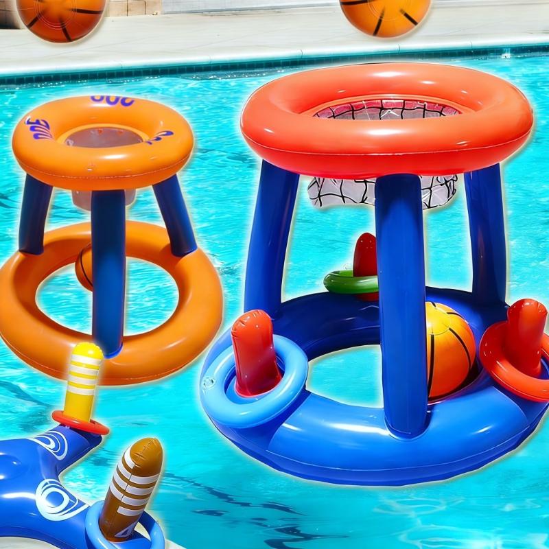 Inflatable Basketball Hoop Ring Toss Game Summer Swimming Water Sports Toys Outdoor Beach Party Pool Interactive Floating Toy