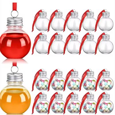 10 יחידות קישוט עץ חג המולד למילוי בקבוק מים אלכוהול בצורת נורות פלסטיק שקוף תליון כדור חג המולד קישוט למסיבת בית