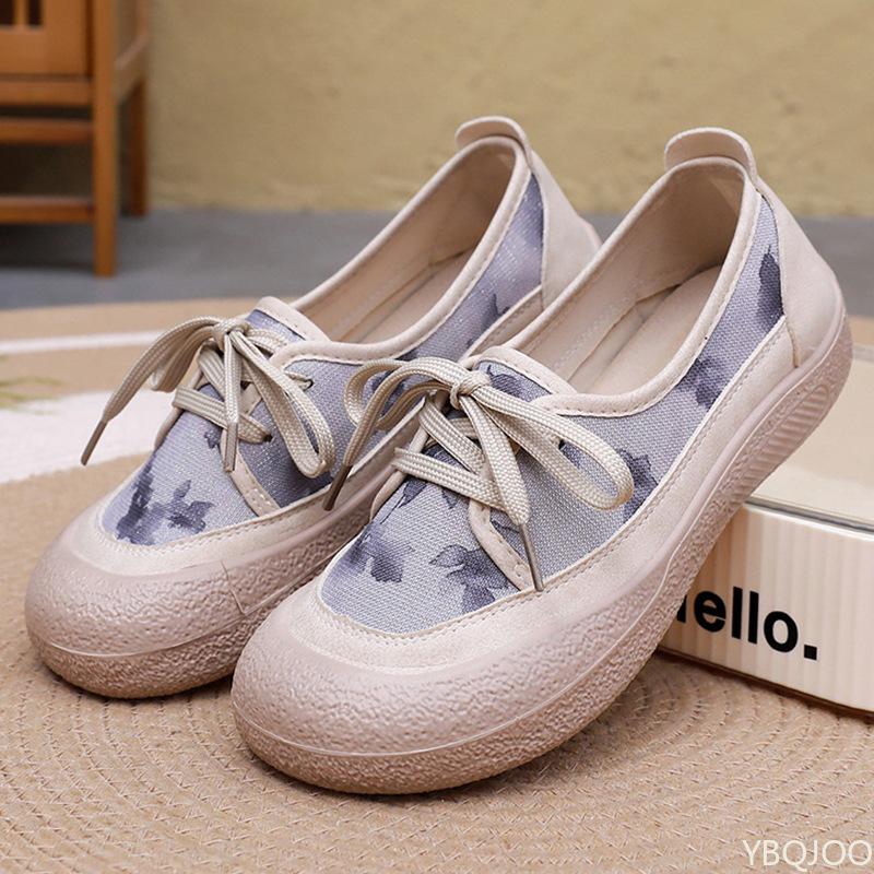 Spring and Autumn 2025 New Women's Single Shoes Thick Bottom Casual Comfortable Breathable Fisherman's Shoes Round Head Sneakers